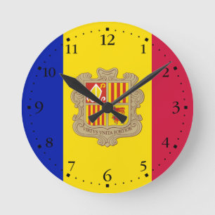 Patriotic Andorra Flag Round Clock