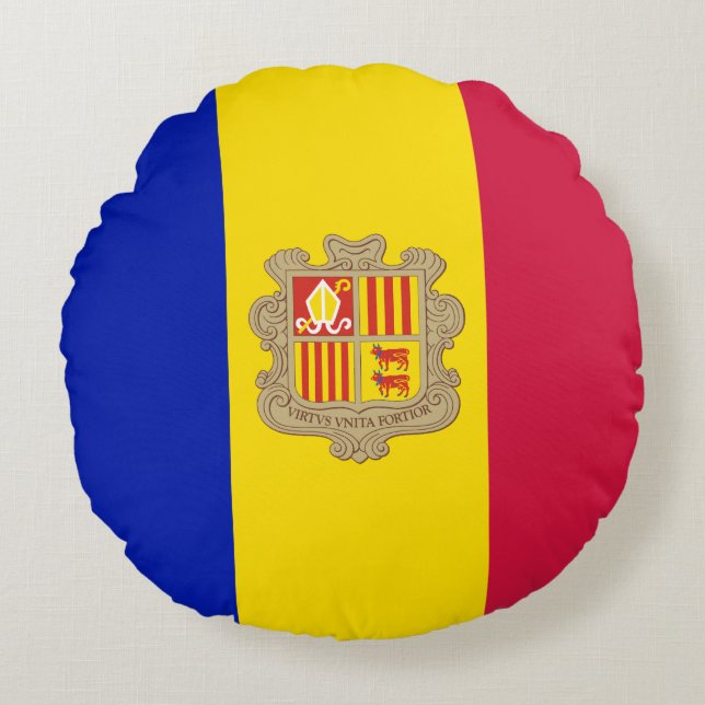 Patriotic Andorra Flag Round Pillow (Front)