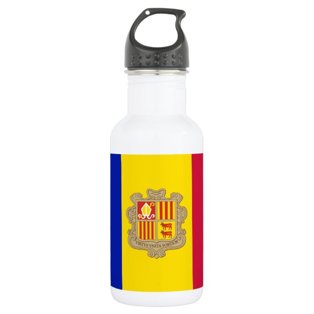 Patriotic Andorra Flag Stainless Steel Water Bottle (Front)