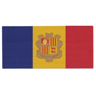 Patriotic Andorra Flag Wood Flash Drive