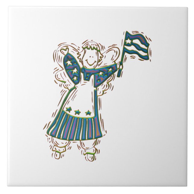 Patriotic Angel Ceramic Tile (Front)