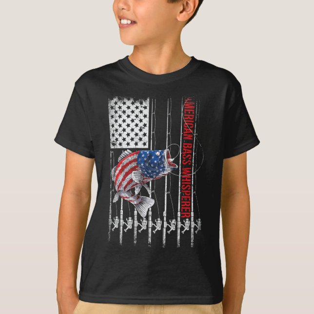 Patriotic Anglers American B Pro Whisperer Fisherm T-Shirt (Front)