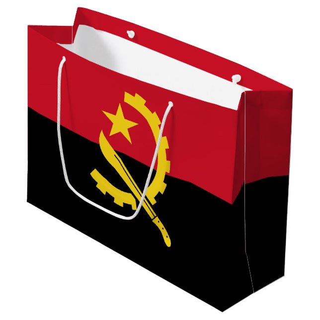Patriotic Angolan Flag Large Gift Bag (Front Angled)