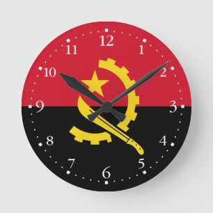 Patriotic Angolan Flag Round Clock