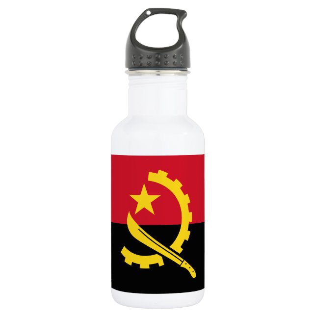 Patriotic Angolan Flag Stainless Steel Water Bottle (Front)