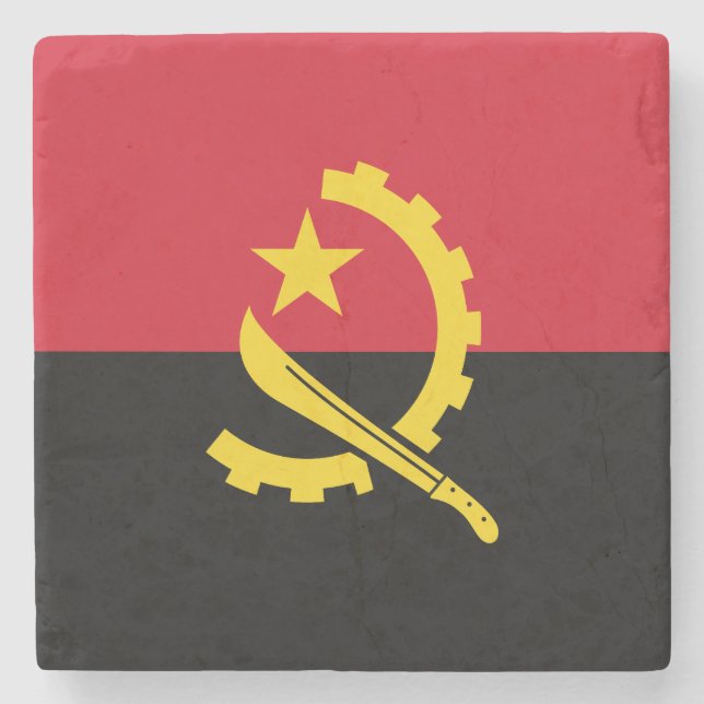 Patriotic Angolan Flag Stone Coaster (Front)