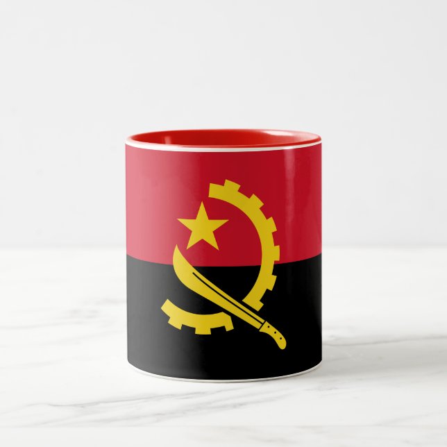 Patriotic Angolan Flag Two-Tone Coffee Mug (Center)