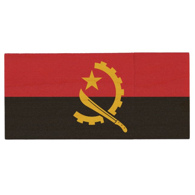 Patriotic Angolan Flag Wood Flash Drive (Front)