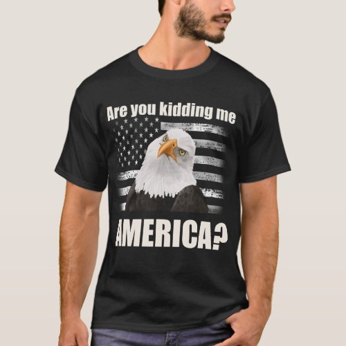Patriotic Angry Eagle and American Flag T_Shirt