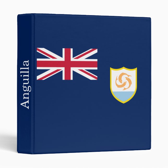 Patriotic Anguilla Flag 3 Ring Binder (Front/Spine)