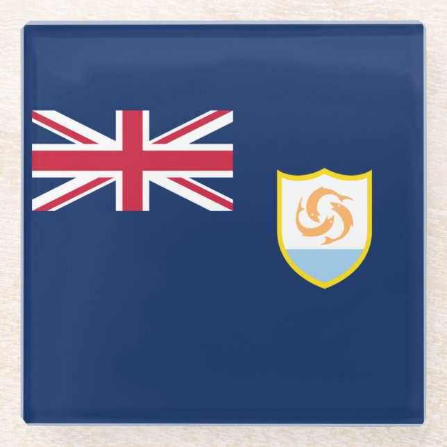 Patriotic Anguilla Flag Glass Coaster (Front)