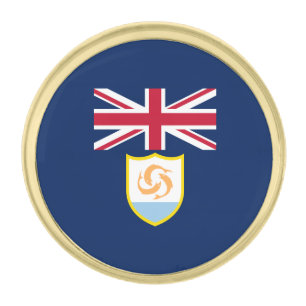 Patriotic Anguilla Flag Gold Finish Lapel Pin