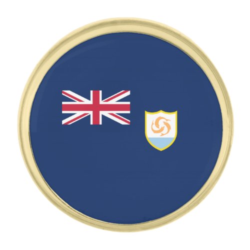 Patriotic Anguilla Flag Gold Finish Lapel Pin