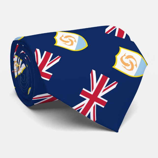 Patriotic Anguilla Flag Neck Tie (Rolled)