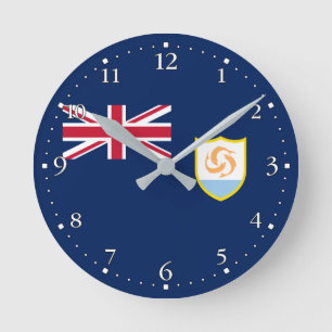 Patriotic Anguilla Flag Round Clock