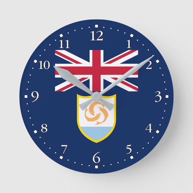 Patriotic Anguilla Flag Round Clock (Front)