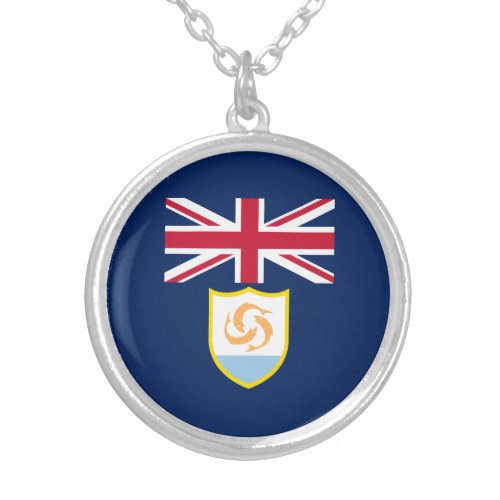 Patriotic Anguilla Flag Silver Plated Necklace