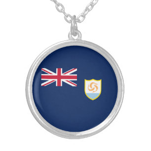 Patriotic Anguilla Flag Silver Plated Necklace