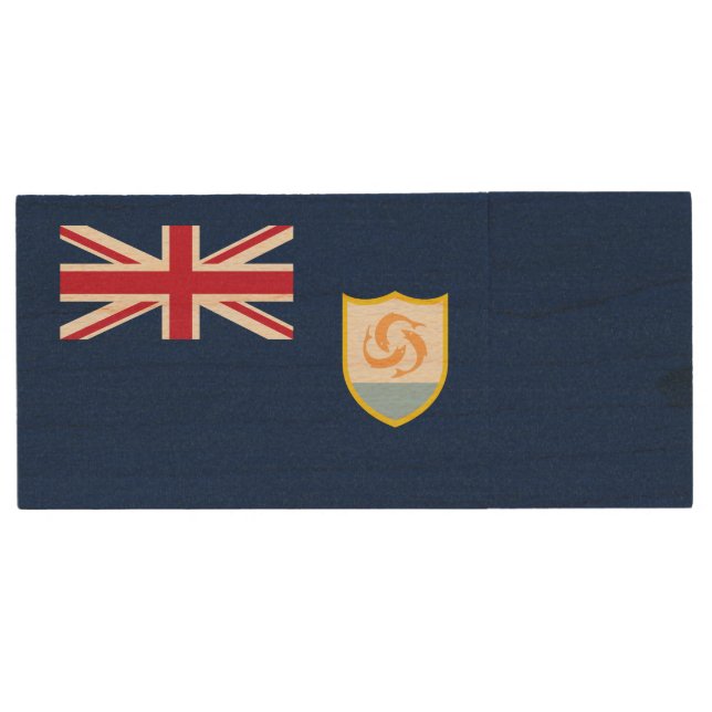 Patriotic Anguilla Flag Wood Flash Drive (Front)