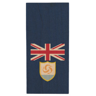 Patriotic Anguilla Flag Wood Flash Drive