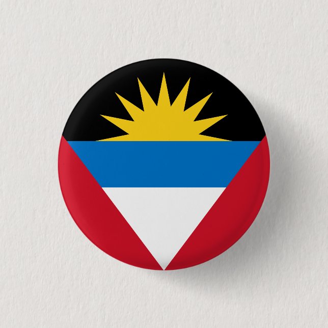 Patriotic Antigua and Barbuda Flag Button (Front)