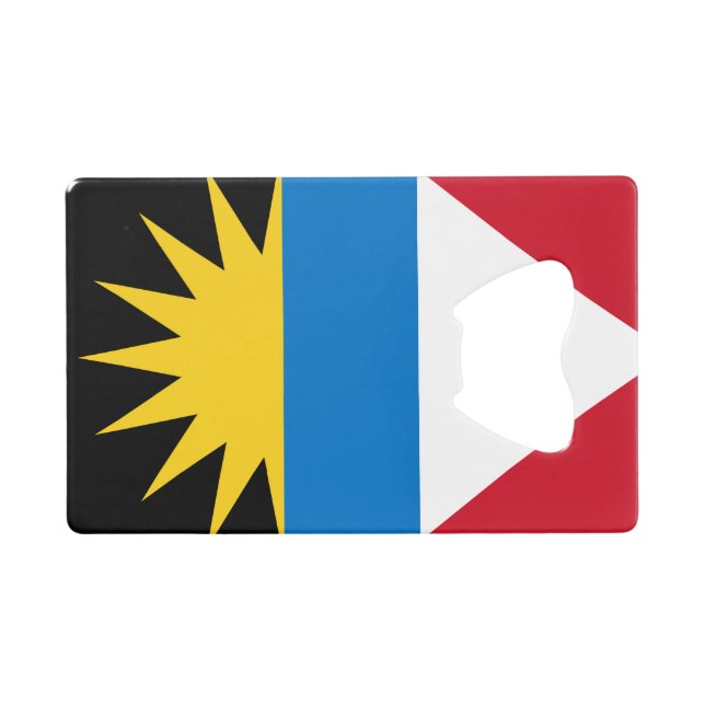Patriotic Antigua and Barbuda Flag Credit Card Bottle Opener (Front (Horizontal))