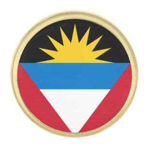 Patriotic Antigua and Barbuda Flag Gold Finish Lapel Pin