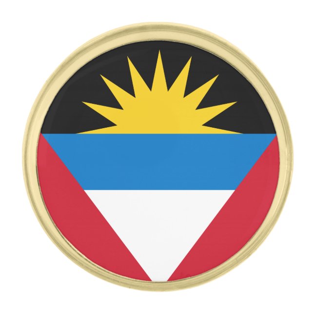 Patriotic Antigua and Barbuda Flag Gold Finish Lapel Pin (Front)