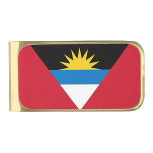 Patriotic Antigua and Barbuda Flag Gold Finish Money Clip