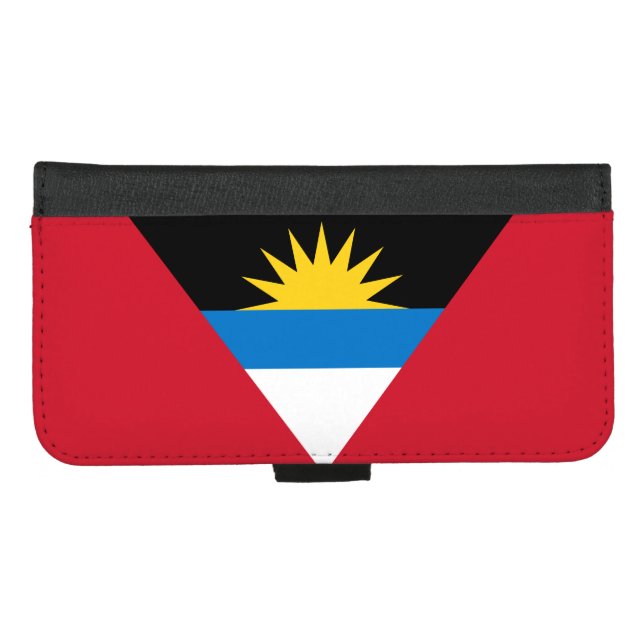 Patriotic Antigua and Barbuda Flag iPhone Wallet Case (Front (Horizontal))