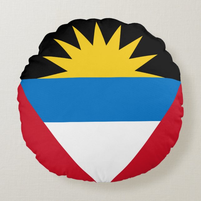Patriotic Antigua and Barbuda Flag Round Pillow (Front)