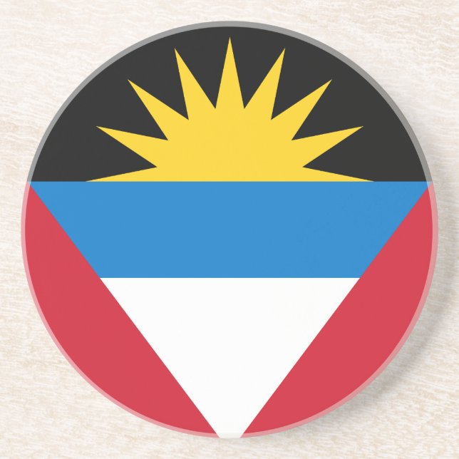 Patriotic Antigua and Barbuda Flag Sandstone Coaster (Front)