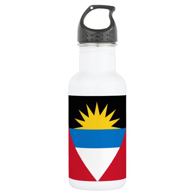 Patriotic Antigua and Barbuda Flag Stainless Steel Water Bottle (Front)