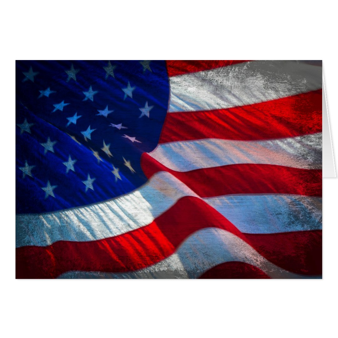 Patriotic Antiqued American Flag Note Card Zazzle