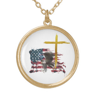 *~* Patriotic AP16 Military Christian Veteran Gold Plated Necklace