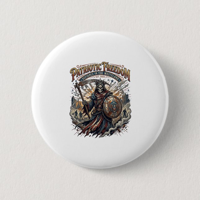 Patriotic Apocalyptic Liberty Reaper Zombie Apocal Button (Front)