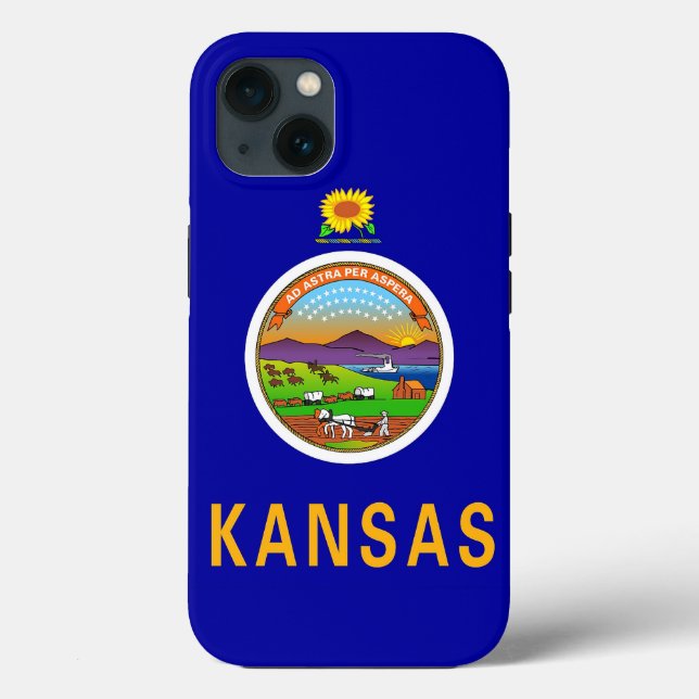 Patriotic Apple iPhone 13 Case-Mate, Kansas flag Case-Mate iPhone Case (Back)