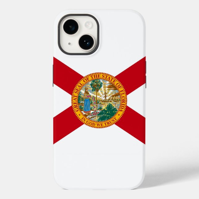Patriotic Apple iPhone 14 Case-Mate, Florida flag Case-Mate iPhone Case (Back)