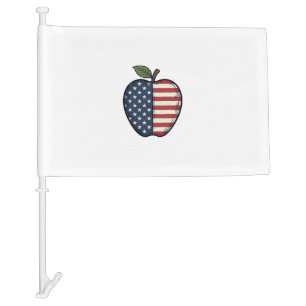 Patriotic Apple Vintage Engraving Vector Design_1 Car Flag