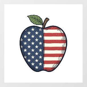 Patriotic Apple Vintage Engraving Vector Design_1 Floor Decals