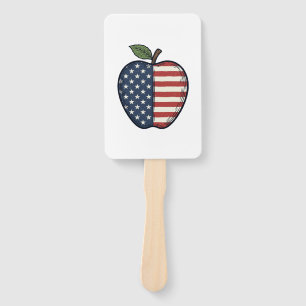 Patriotic Apple Vintage Engraving Vector Design_1 Hand Fan