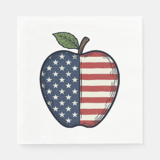 Patriotic Apple Vintage Engraving Vector Design_1 Napkins
