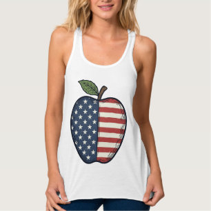 Patriotic Apple Vintage Engraving Vector Design_1 Tank Top