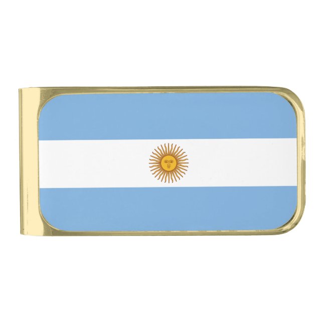 Patriotic Argentinian Flag Gold Finish Money Clip (Front)