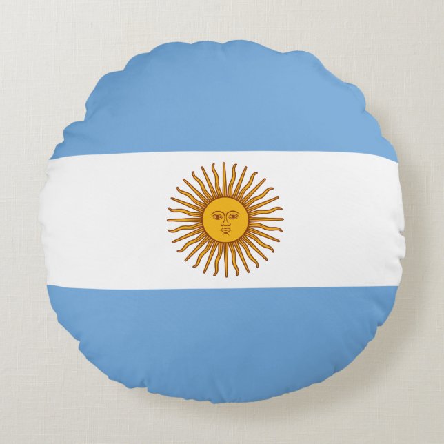 Patriotic Argentinian Flag Round Pillow (Front)