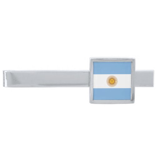 Patriotic Argentinian Flag Silver Finish Tie Bar