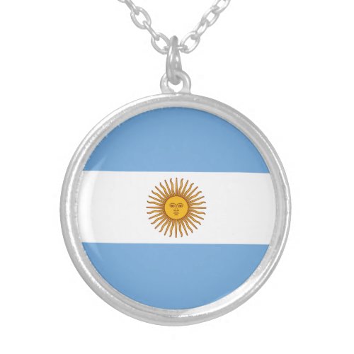 Patriotic Argentinian Flag Silver Plated Necklace