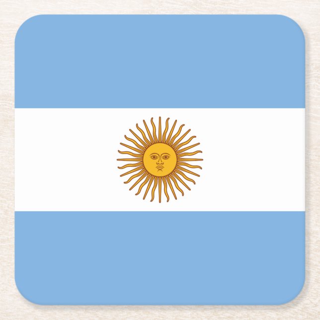 Patriotic Argentinian Flag Square Paper Coaster (Front)