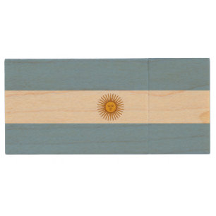 Patriotic Argentinian Flag Wood Flash Drive