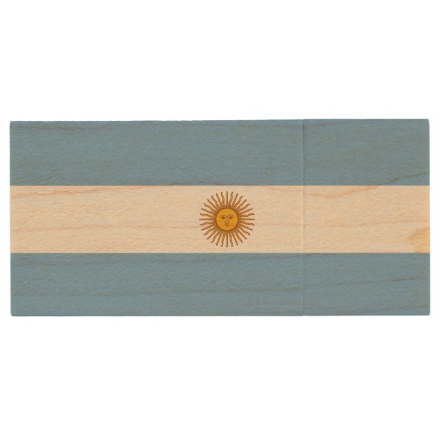 Patriotic Argentinian Flag Wood Flash Drive (Front)